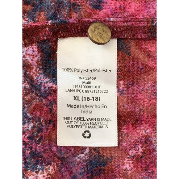 Time And Tru Womens Long Sleeves Floral Ruffle Dress Size XL - Picture 7 of 7